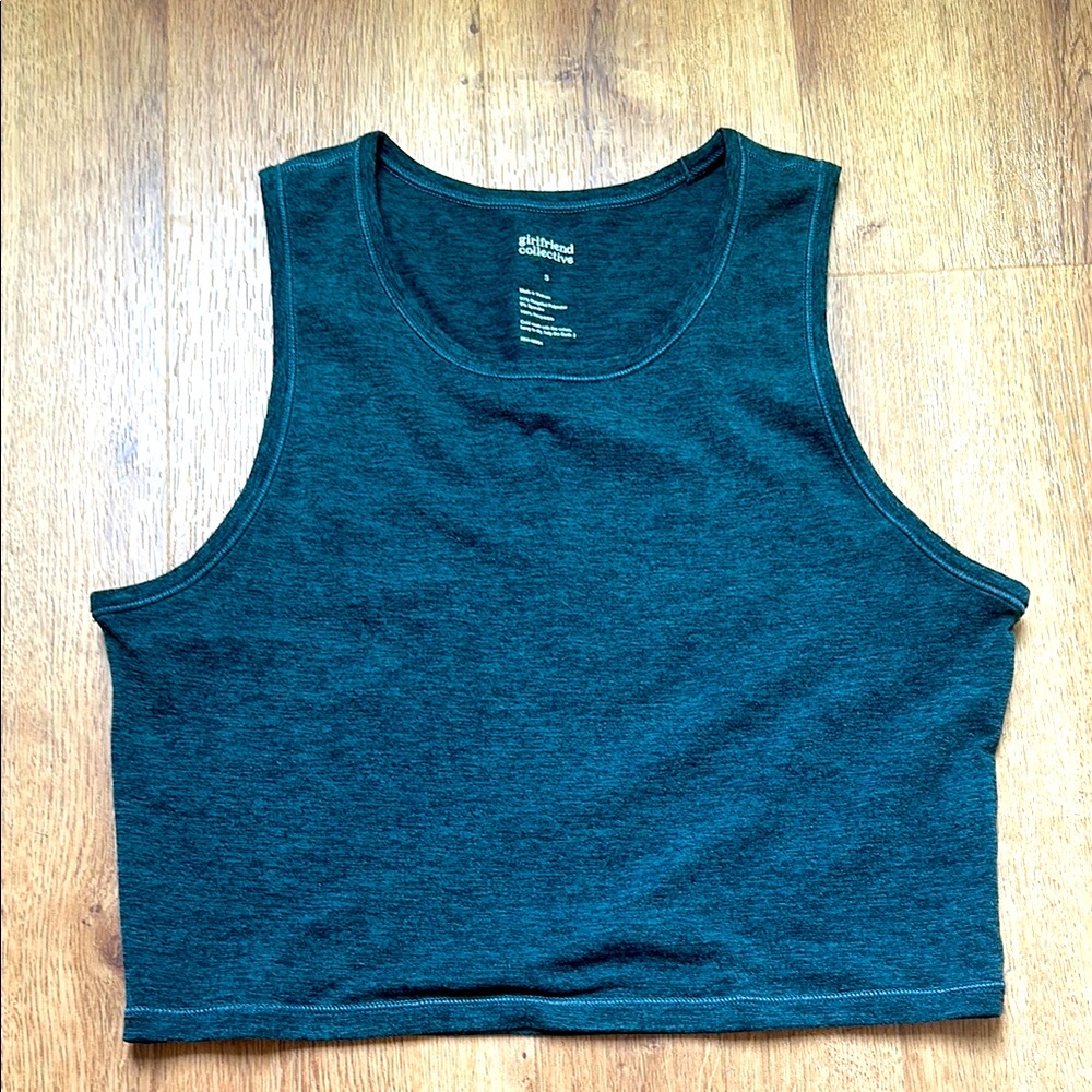 girlfriend‎ collective Cropped Heather Green Tank